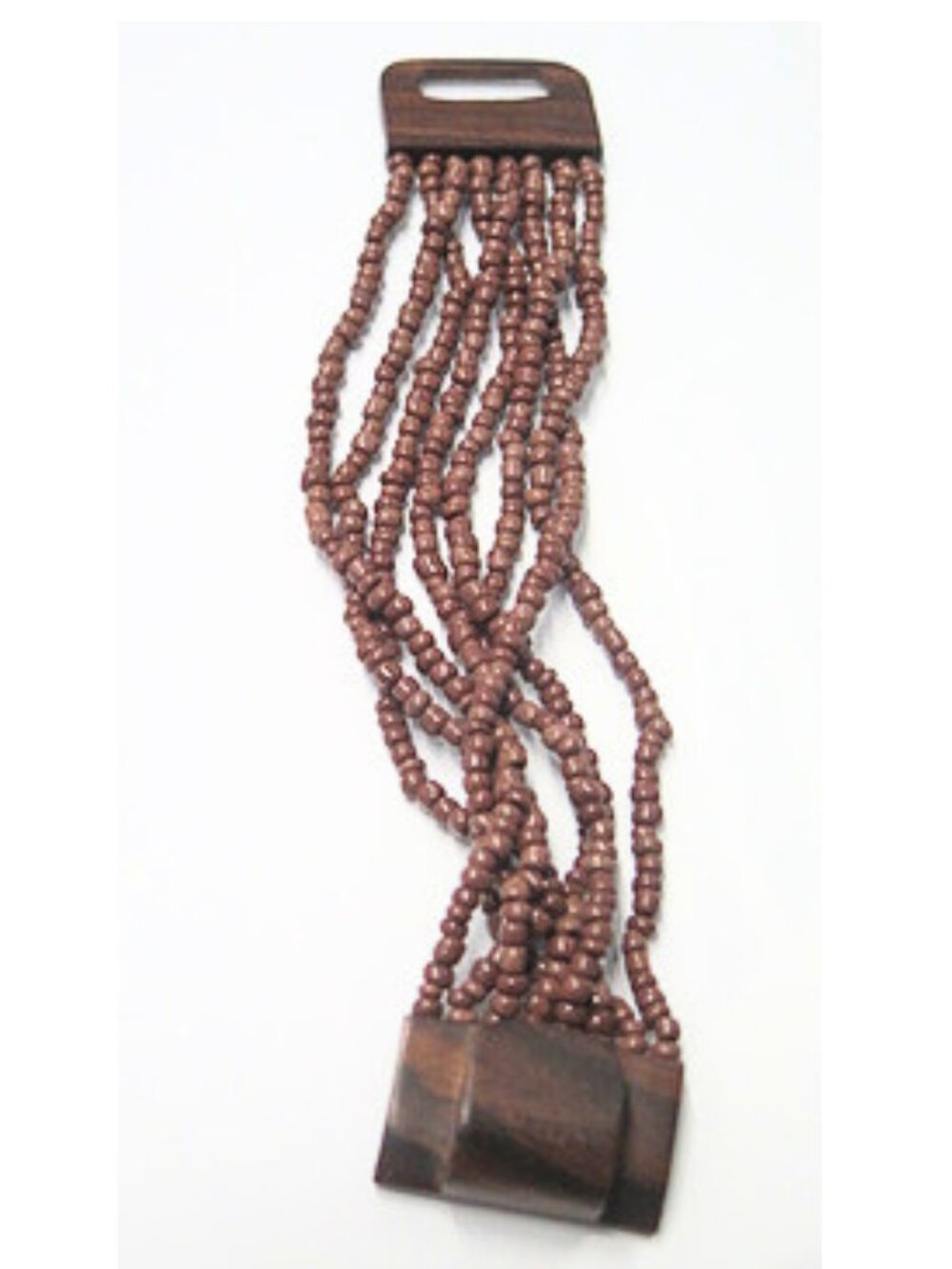 Brown Wooden Multi Strand Stretch Bracelet